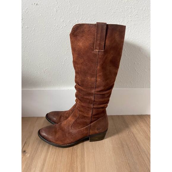 Born Boots Women's 7.5 M Rust Brown Suede Leather Knee High Tall Slouch Riding - Picture 3 of 10